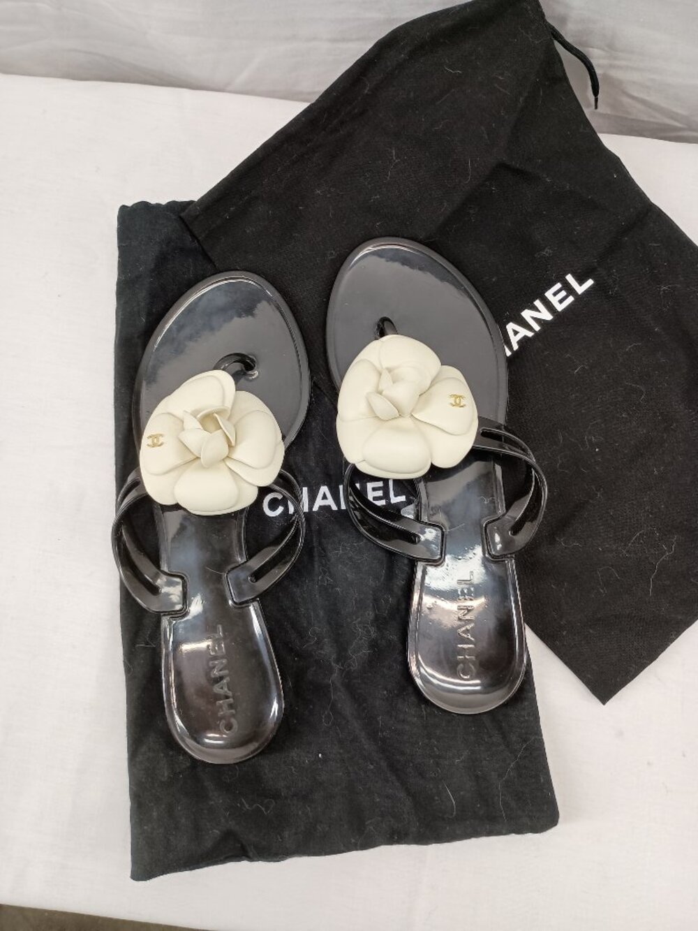 Chanel Camellia Thong Beach Sandal size 6